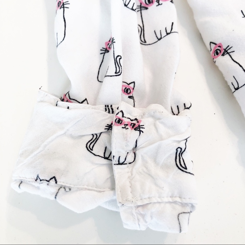 Justice Girl's Cats with Glasses Button & Tie Top - Picture 8 of 8